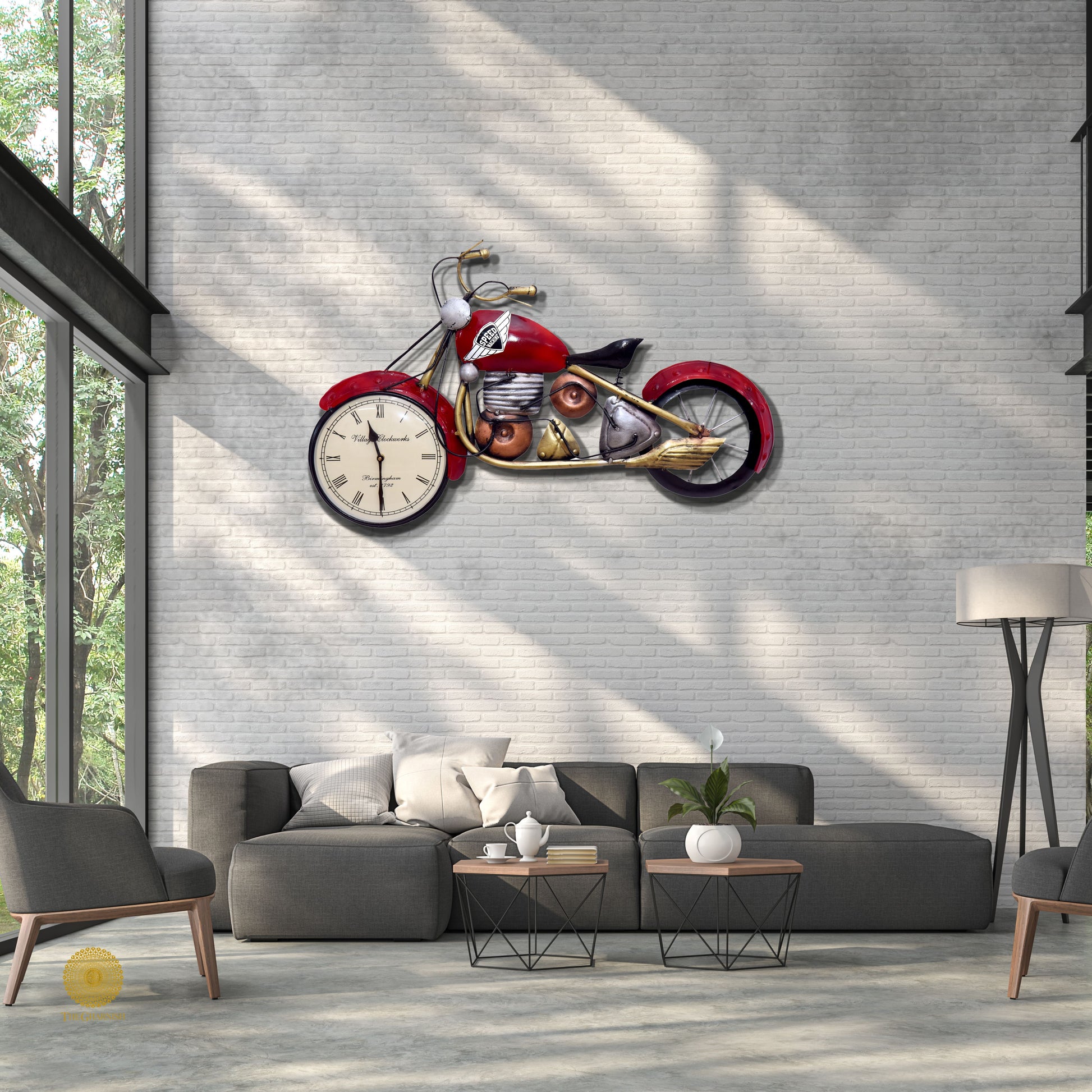 Metallic red bike wall art by TheGharnish featuring a vibrant, glossy design suitable for modern home decor.