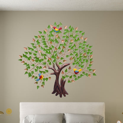 Metallic wall art featuring a tree with birds, decorative wall decor by TheGharnish for modern interior design.
