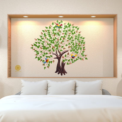Metallic wall art featuring a tree with birds, decorative wall decor by TheGharnish, ideal for modern home interiors.