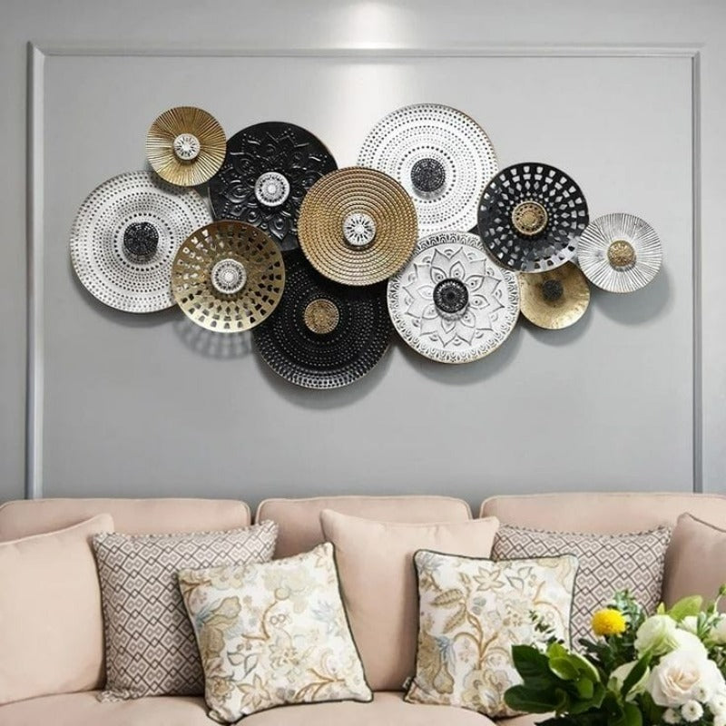 Symphony 11 Circles metallic wall art by TheGharnish, 48x24 inches, featuring modern circular metal design for contemporary decor.