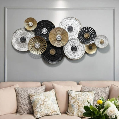 Symphony 11 Circles metallic wall art by TheGharnish, 48x24 inches, featuring modern circular metal design for contemporary decor.