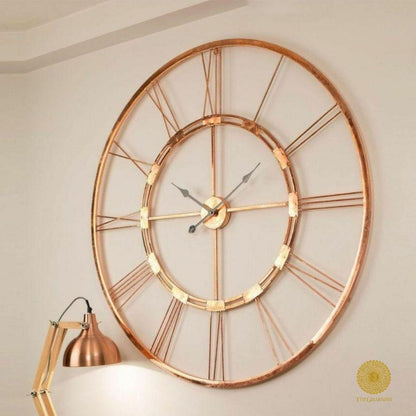 Copper Roman Ring Metallic Wall Clock - The Gharnish - A Unit of Satkala Creations