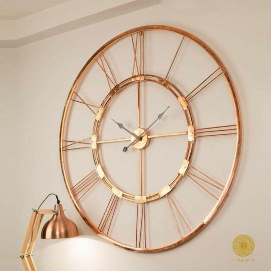 Copper Roman Ring Metallic Wall Clock - The Gharnish - A Unit of Satkala Creations