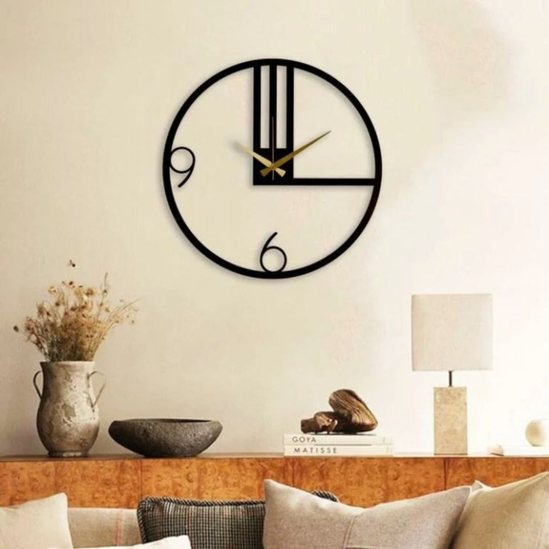 Modern Numeric Black Ring Wall Clock ( Dia 24 Inches ) - The Gharnish - A Unit of Satkala Creations