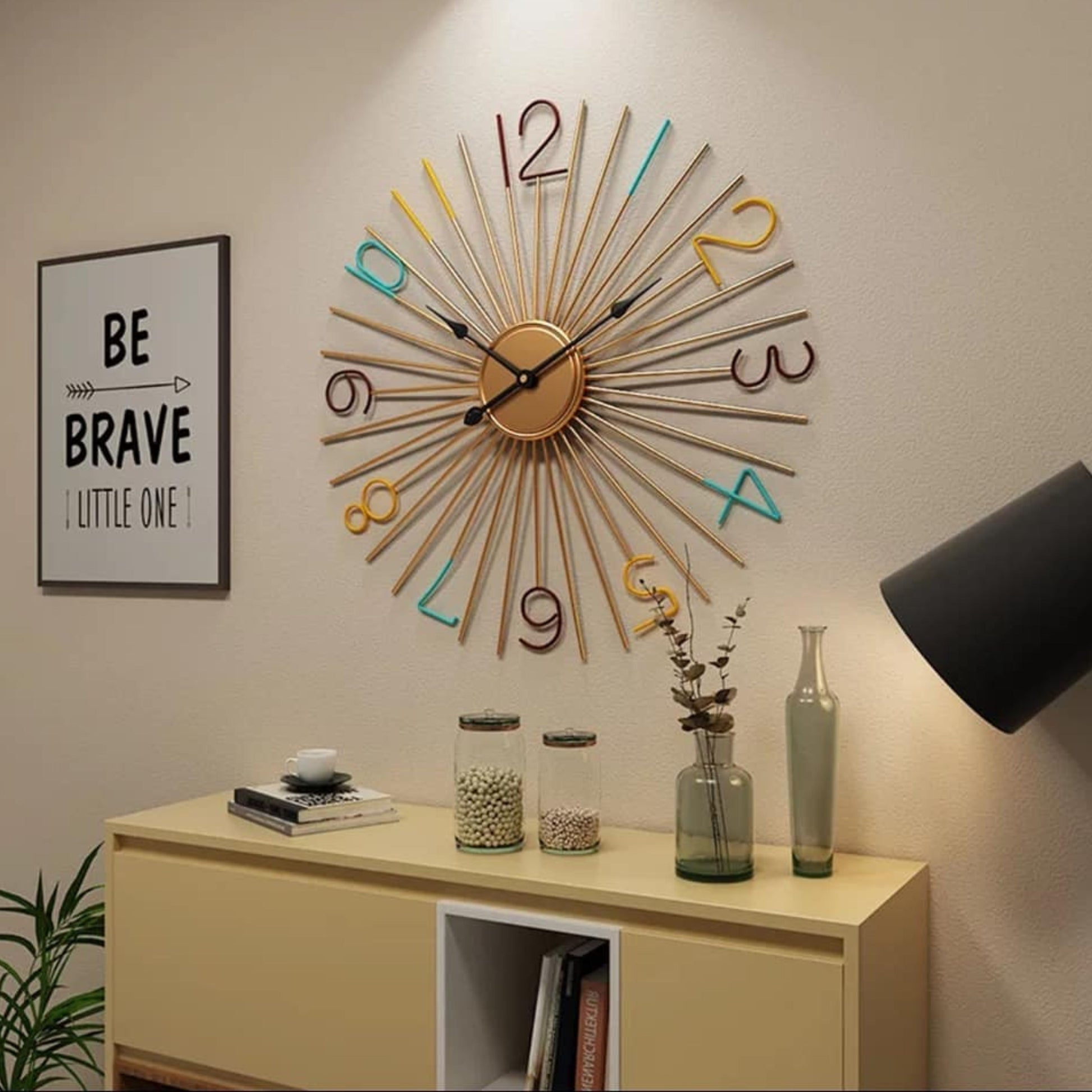 TheGharnish 24-inch Number Sticks Wall Clock with large black numerals and minimalist design on a white background.