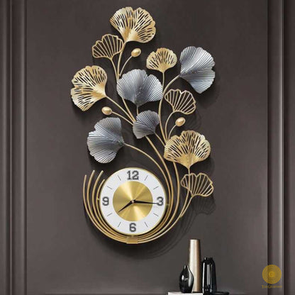 Waving Flower Wall Clock by TheGharnish, 30x17 inches, featuring a floral design and modern wall clock style.