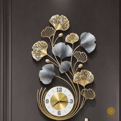 Waving Flower Wall Clock by TheGharnish, 30x17 inches, featuring a colorful floral design and modern wall clock style.