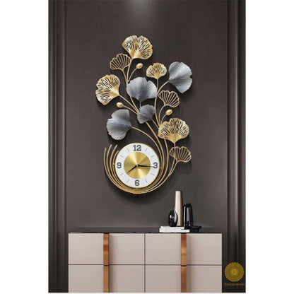 Waving Flower Wall Clock by TheGharnish, 30x17 inches, featuring a colorful floral design on a decorative wall clock.
