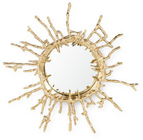 Modern Round Metallic Wall Mirror - 21 Inches - The Gharnish - A Unit of Satkala Creations