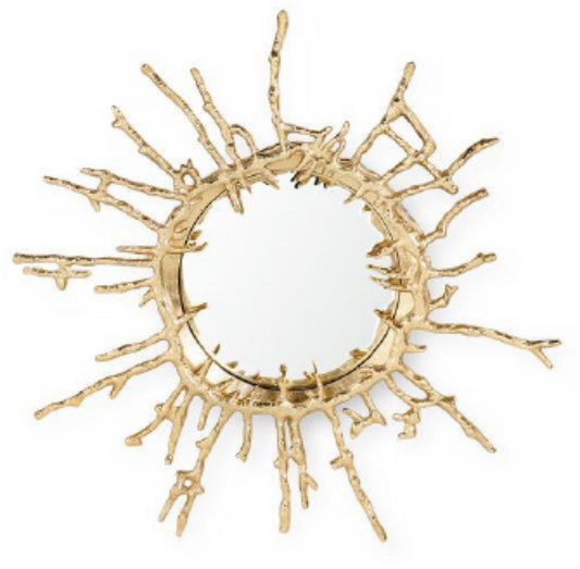 Modern Round Metallic Wall Mirror - 21 Inches - The Gharnish - A Unit of Satkala Creations